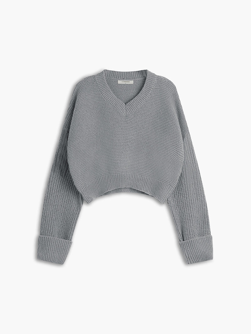 V-Neck Pullover for Women - Mila-Grey-XS-State of Style