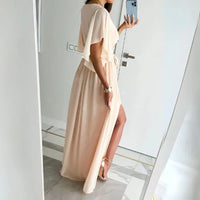 V-neck summer dress with bell sleeves – Sofia-White-S-State of Style