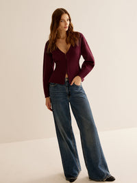 V-Neck Sweater for Women - Celeste-Bordeaux-XS-State of Style