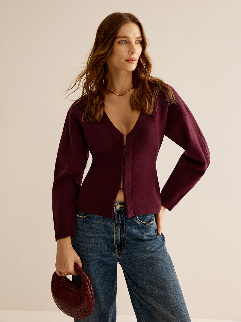 V-Neck Sweater for Women - Celeste-Bordeaux-XS-State of Style