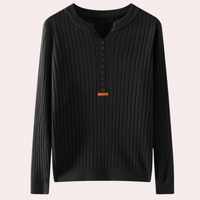 V-neck Sweater with Button Details for Women - Marit-Black-XS-State of Style