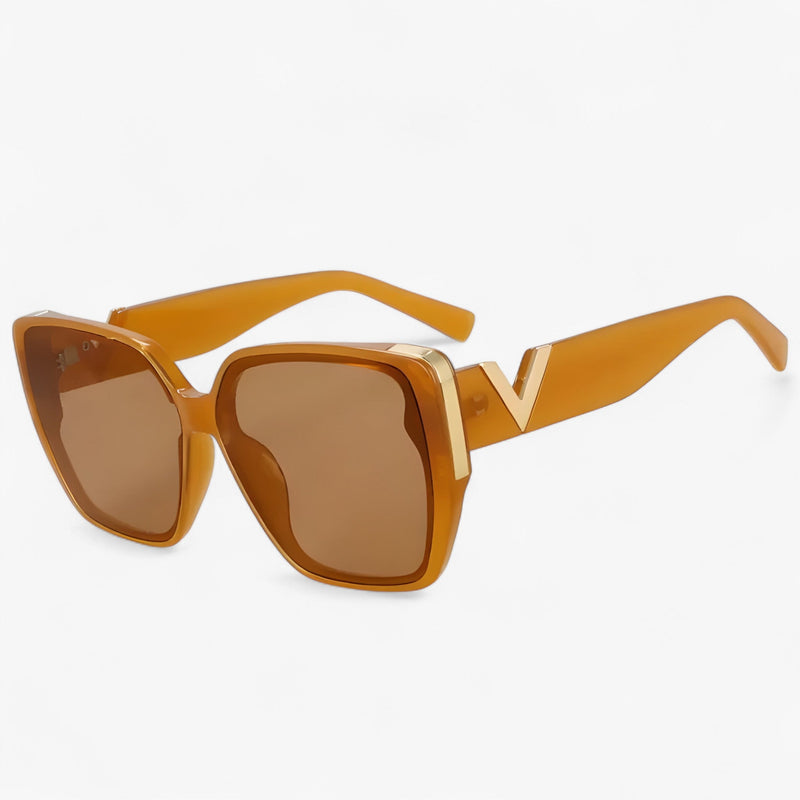 V-shaped mirrored sunglasses – Kryos-Brown-State of Style