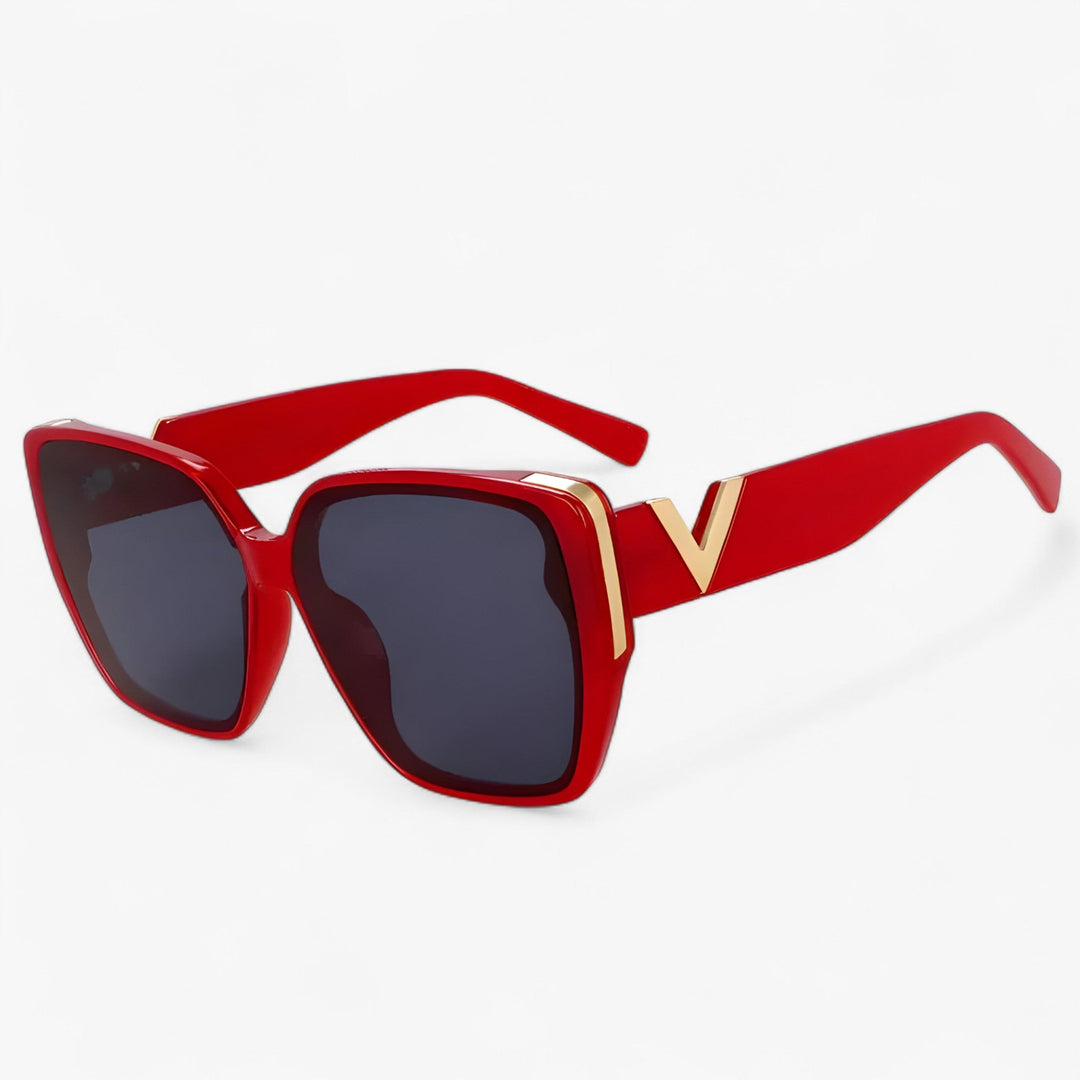 V-shaped mirrored sunglasses – Kryos-Red-State of Style