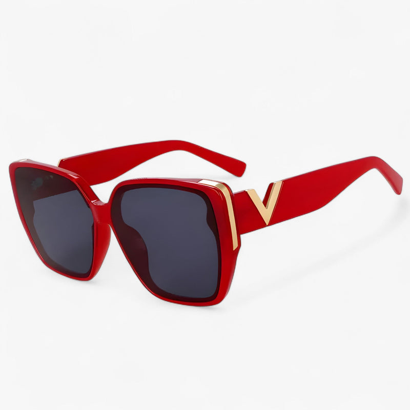 V-shaped mirrored sunglasses – Kryos-Red-State of Style