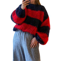 Ladies oversized knitted jumper with stripe pattern – Yvonne