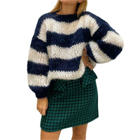 Ladies oversized knitted jumper with stripe pattern – Yvonne