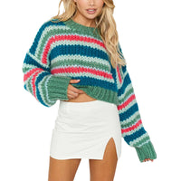Ladies oversized knitted jumper with stripe pattern – Yvonne