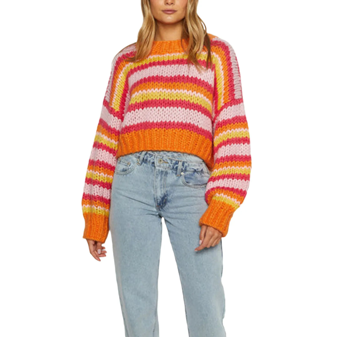 Ladies oversized knitted jumper with stripe pattern – Yvonne