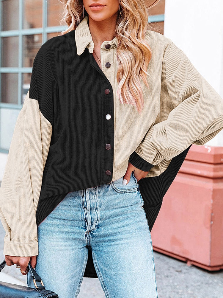 Ribbed corduroy women's blouse for autumn days – Lotte