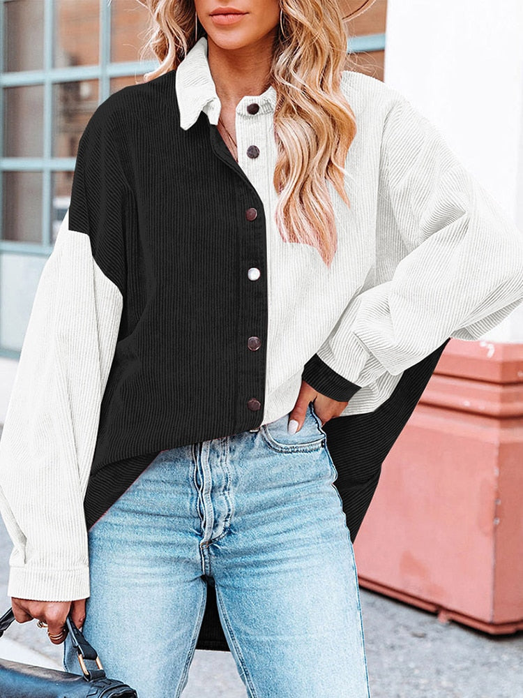 Ribbed corduroy women's blouse for autumn days – Lotte