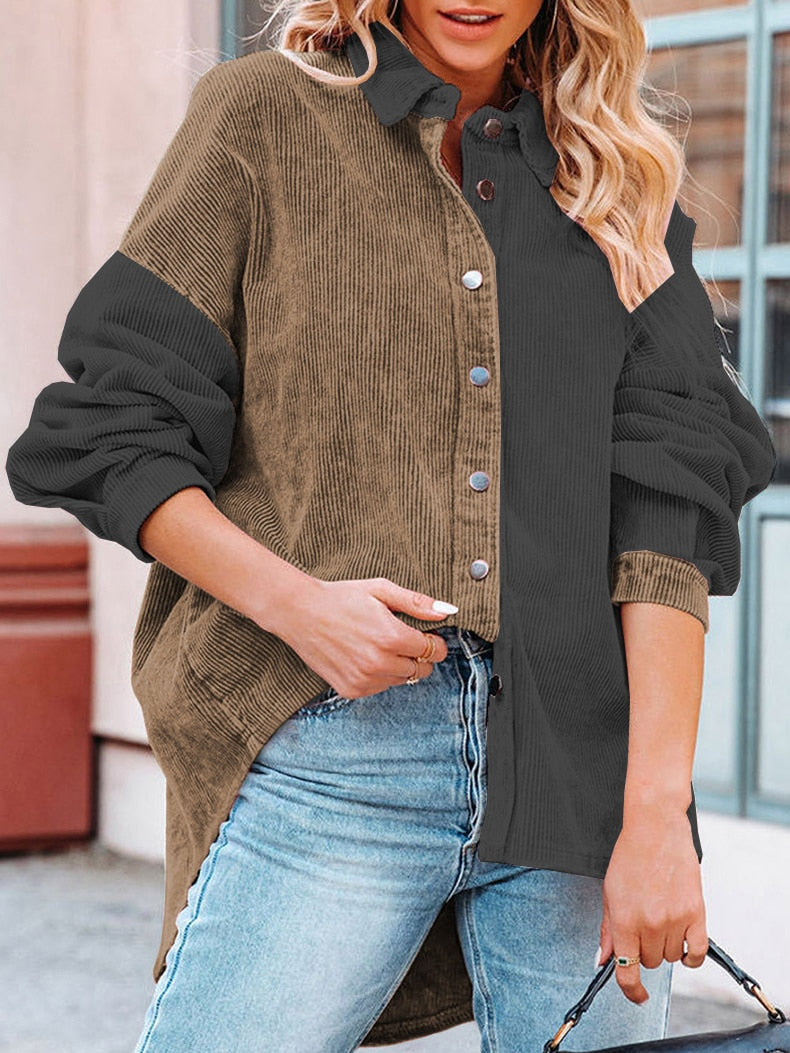 Ribbed corduroy women's blouse for autumn days – Lotte