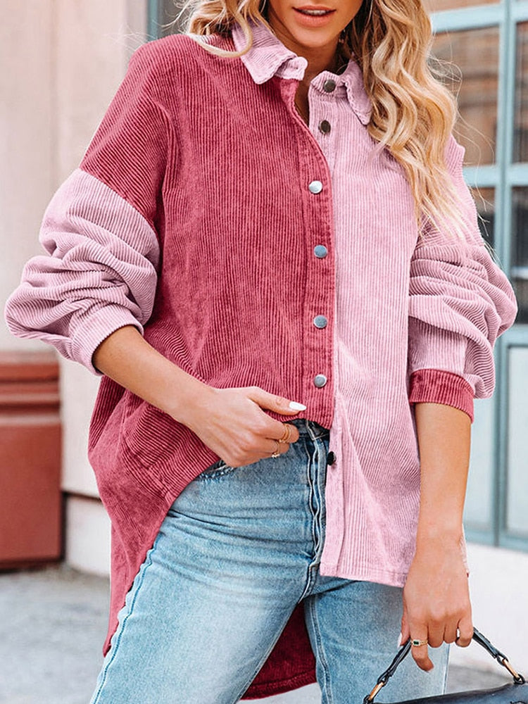 Ribbed corduroy women's blouse for autumn days – Lotte