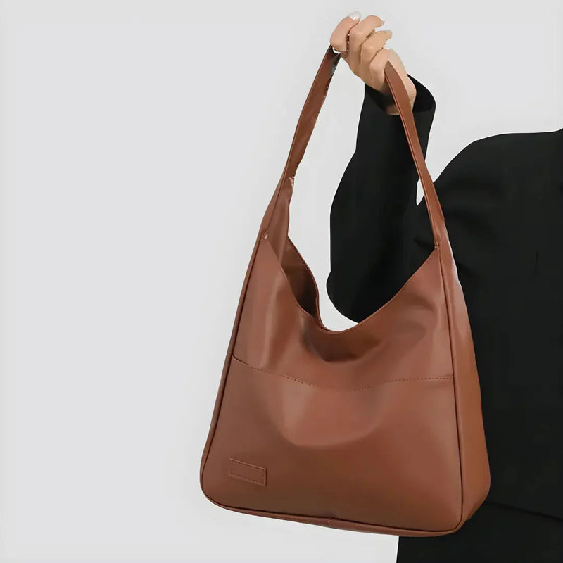Vegan Leather Shoulder Bag for Women - Noor-Brown-State of Style