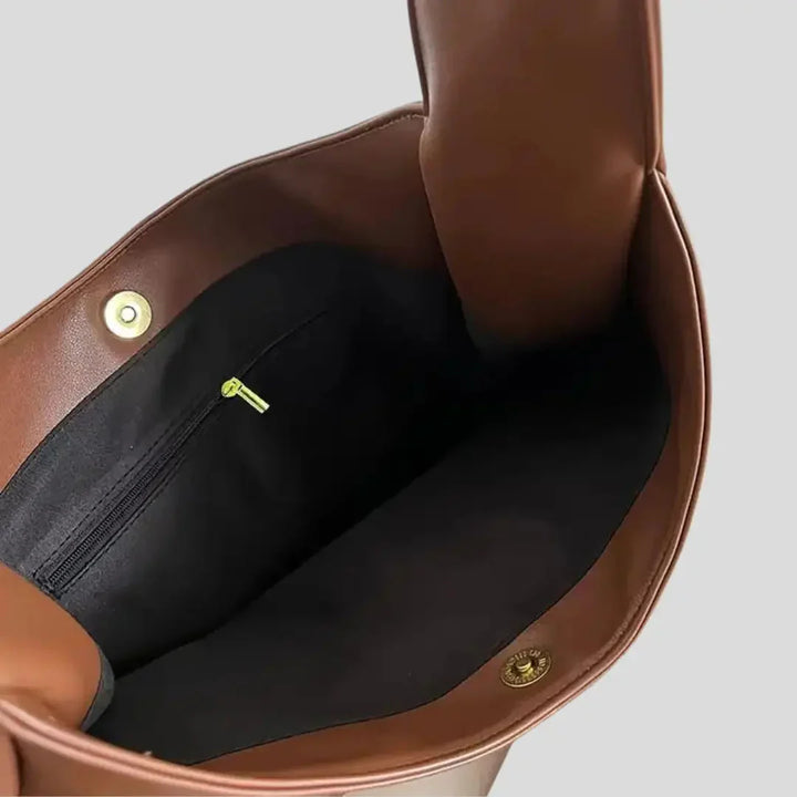 Vegan Leather Shoulder Bag for Women - Noor-Brown-State of Style