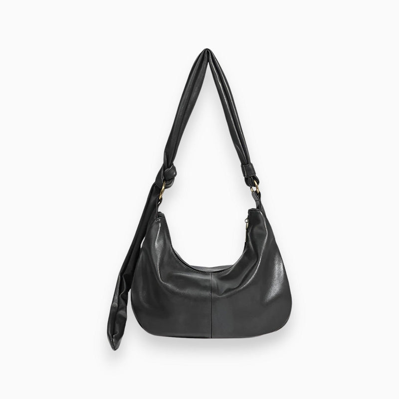 Vegan Leather Shoulder Bag - Serenity-Black-State of Style