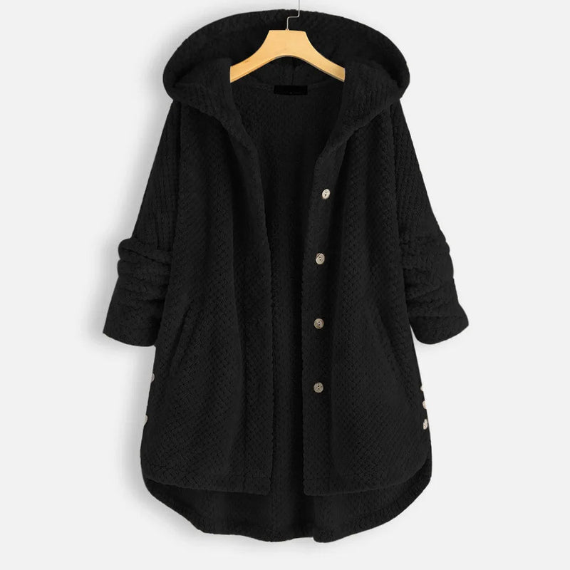 Velvet Chic Plus-Size Winter Coat with Hood-Black-2XL-State of Style