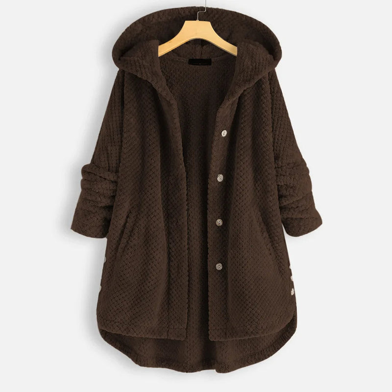 Velvet Chic Plus-Size Winter Coat with Hood-Coffee-2XL-State of Style