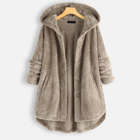 Velvet Chic Plus-Size Winter Coat with Hood-Khaki-2XL-State of Style