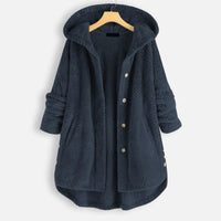 Velvet Chic Plus-Size Winter Coat with Hood-Navy Blue-2XL-State of Style