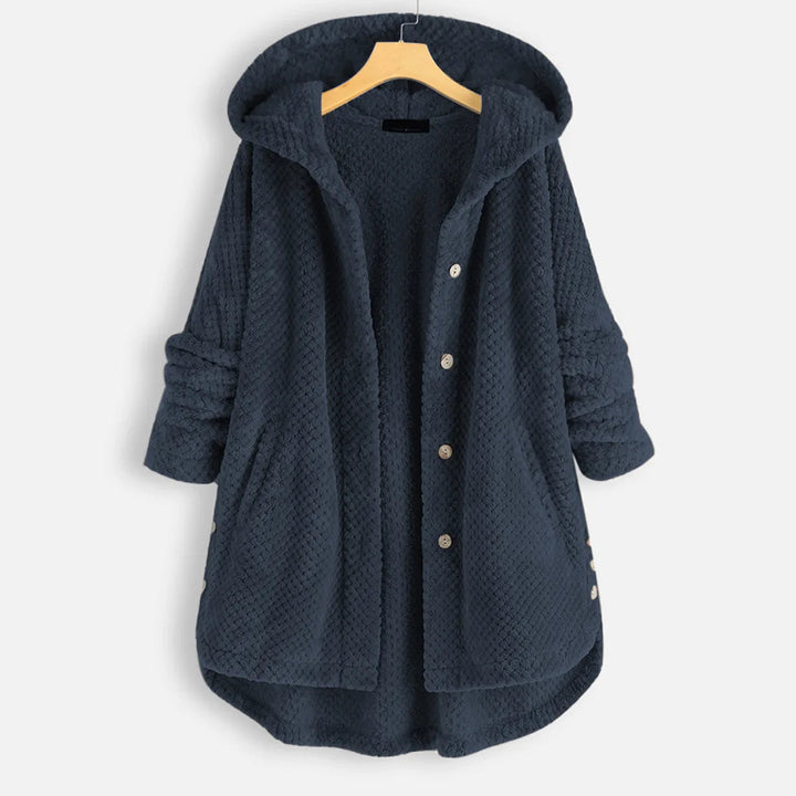 Velvet Chic Plus-Size Winter Coat with Hood-Navy Blue-2XL-State of Style