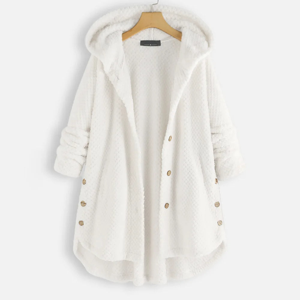Velvet Chic Plus-Size Winter Coat with Hood-White-2XL-State of Style