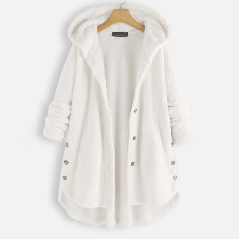 Velvet Chic Plus-Size Winter Coat with Hood-White-2XL-State of Style