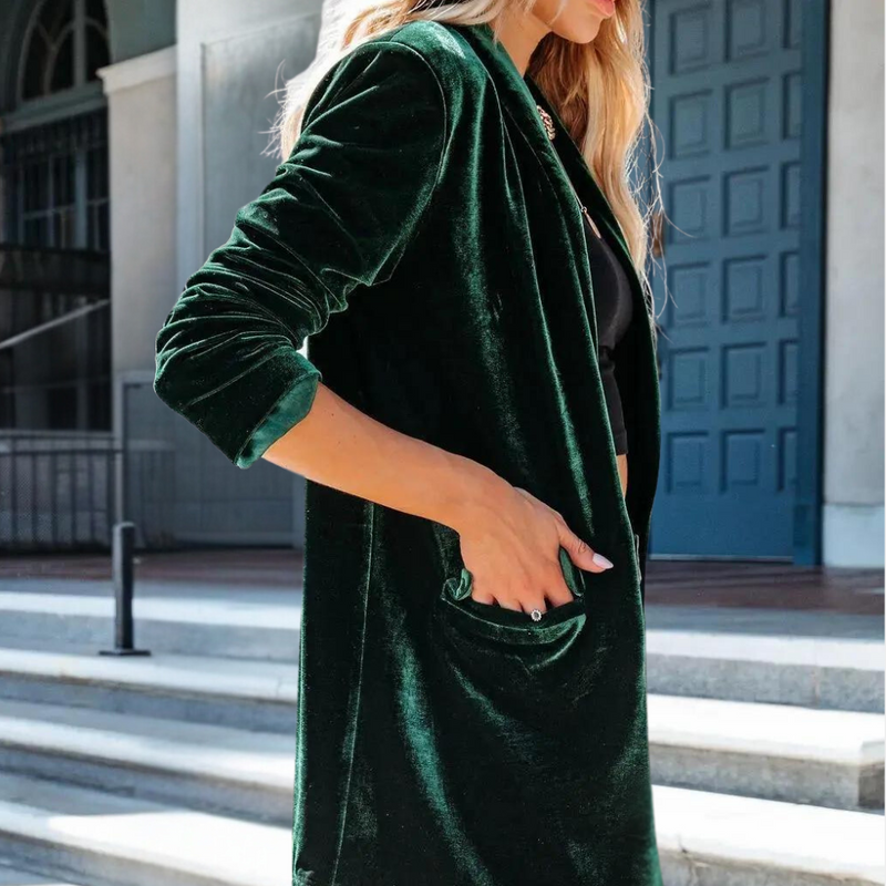 Velvet Ladies' Coat with Luxurious Look - Celestine-Burgundy-XS-State of Style