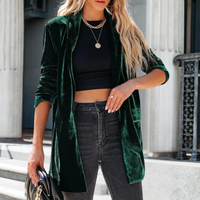 Velvet Ladies' Coat with Luxurious Look - Celestine-Green-XS-State of Style