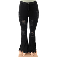 Velvet Plus-Size Stretch Flared Jeans-Black-2XL-State of Style
