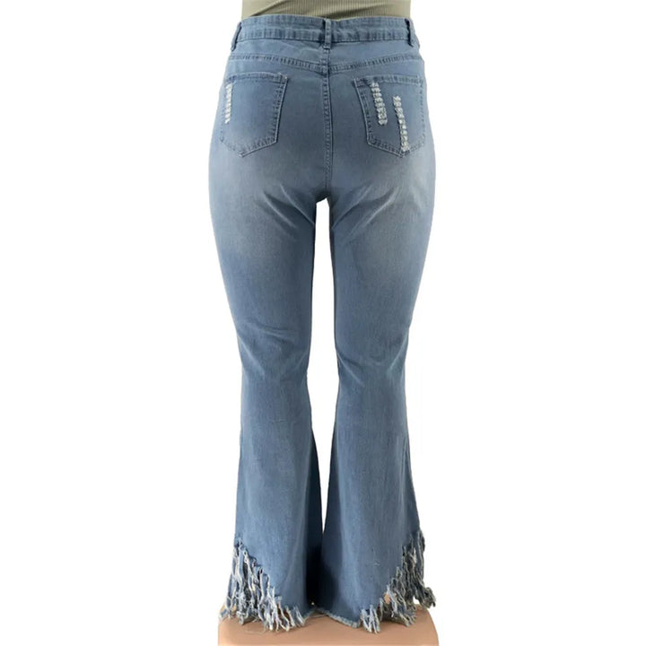 Velvet Plus-Size Stretch Flared Jeans-Light Blue-2XL-State of Style