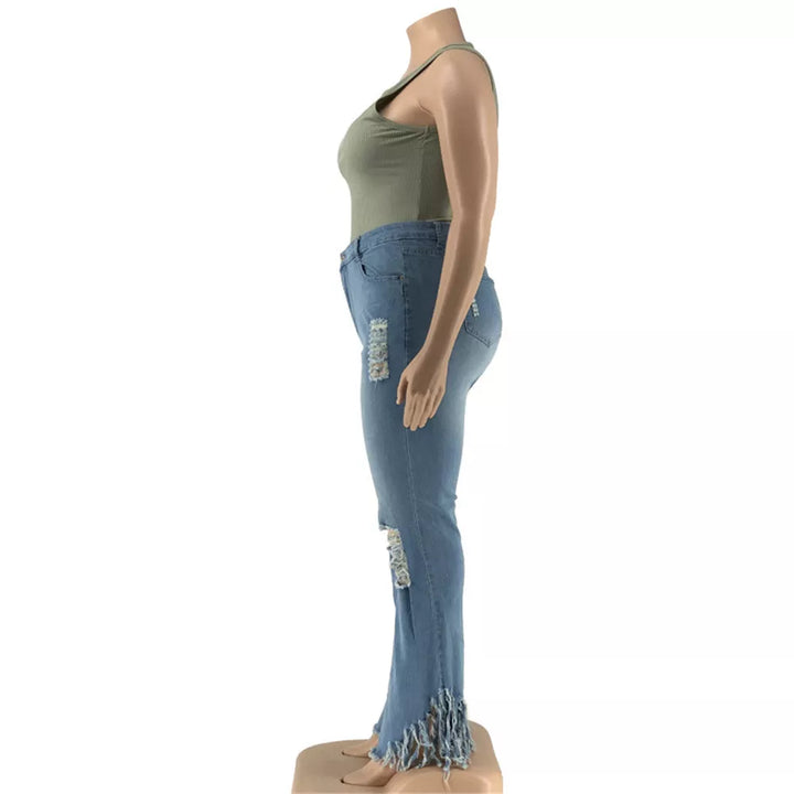 Velvet Plus-Size Stretch Flared Jeans-Light Blue-2XL-State of Style
