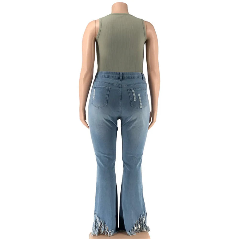 Velvet Plus-Size Stretch Flared Jeans-Light Blue-2XL-State of Style