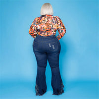 Velvet Plus-Size Stretch Flared Jeans-Light Blue-2XL-State of Style