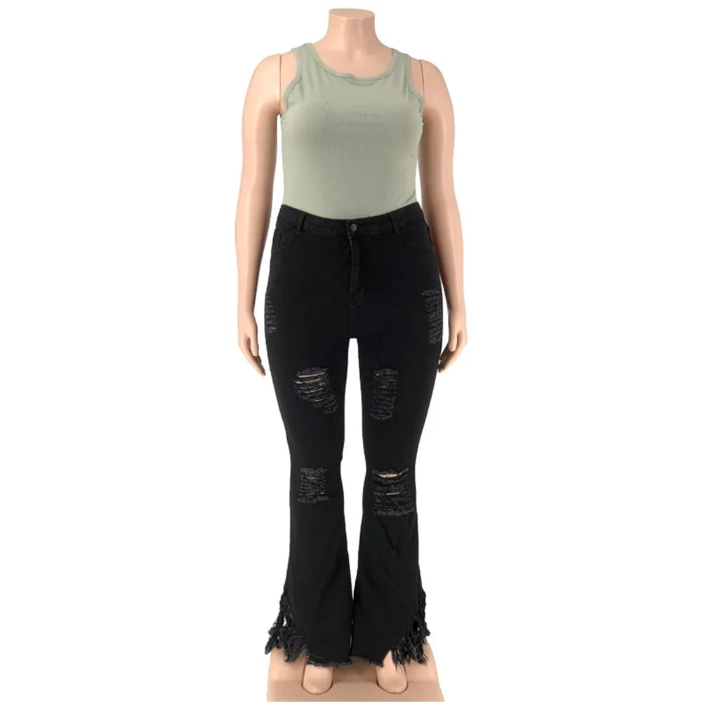 Velvet Plus-Size Stretch Flared Jeans-Light Blue-2XL-State of Style