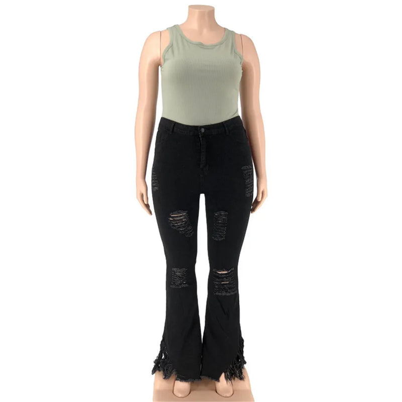 Velvet Plus-Size Stretch Flared Jeans-Light Blue-2XL-State of Style