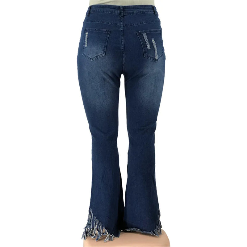 Velvet Plus-Size Stretch Flared Jeans-Light Blue-2XL-State of Style