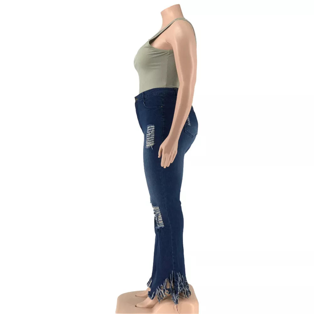 Velvet Plus-Size Stretch Flared Jeans-Light Blue-2XL-State of Style