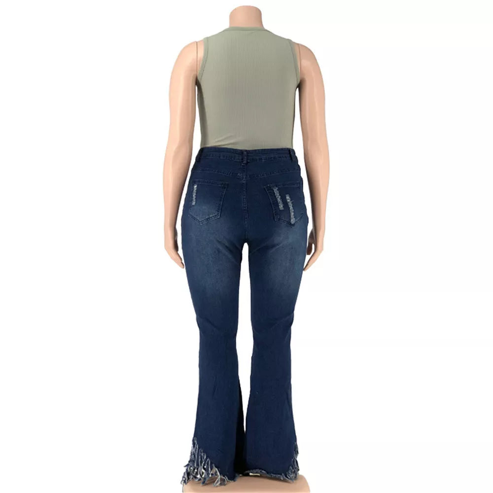 Velvet Plus-Size Stretch Flared Jeans-Light Blue-2XL-State of Style