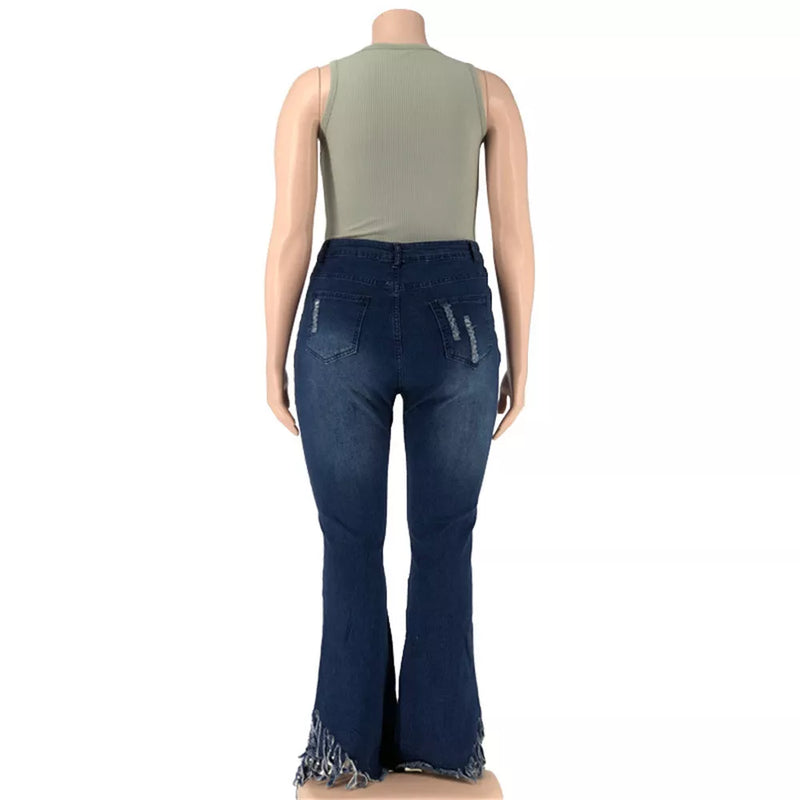 Velvet Plus-Size Stretch Flared Jeans-Light Blue-2XL-State of Style