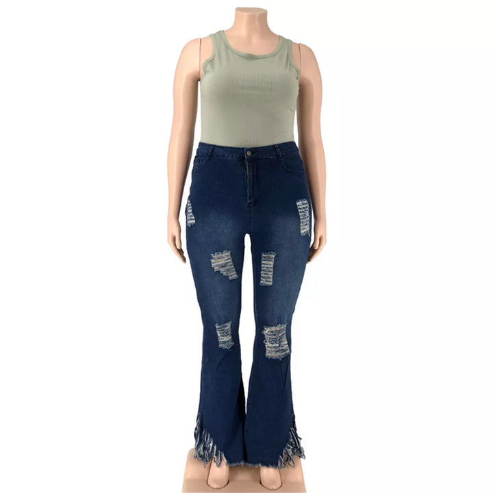 Velvet Plus-Size Stretch Flared Jeans-Light Blue-2XL-State of Style