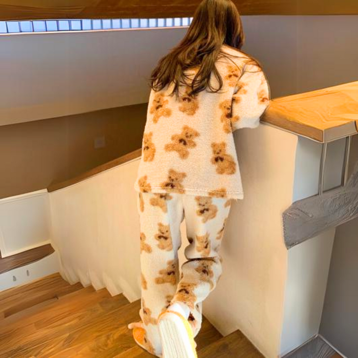 Velvet Soft Pyjama Set with Bear Print – Mila-M-State of Style