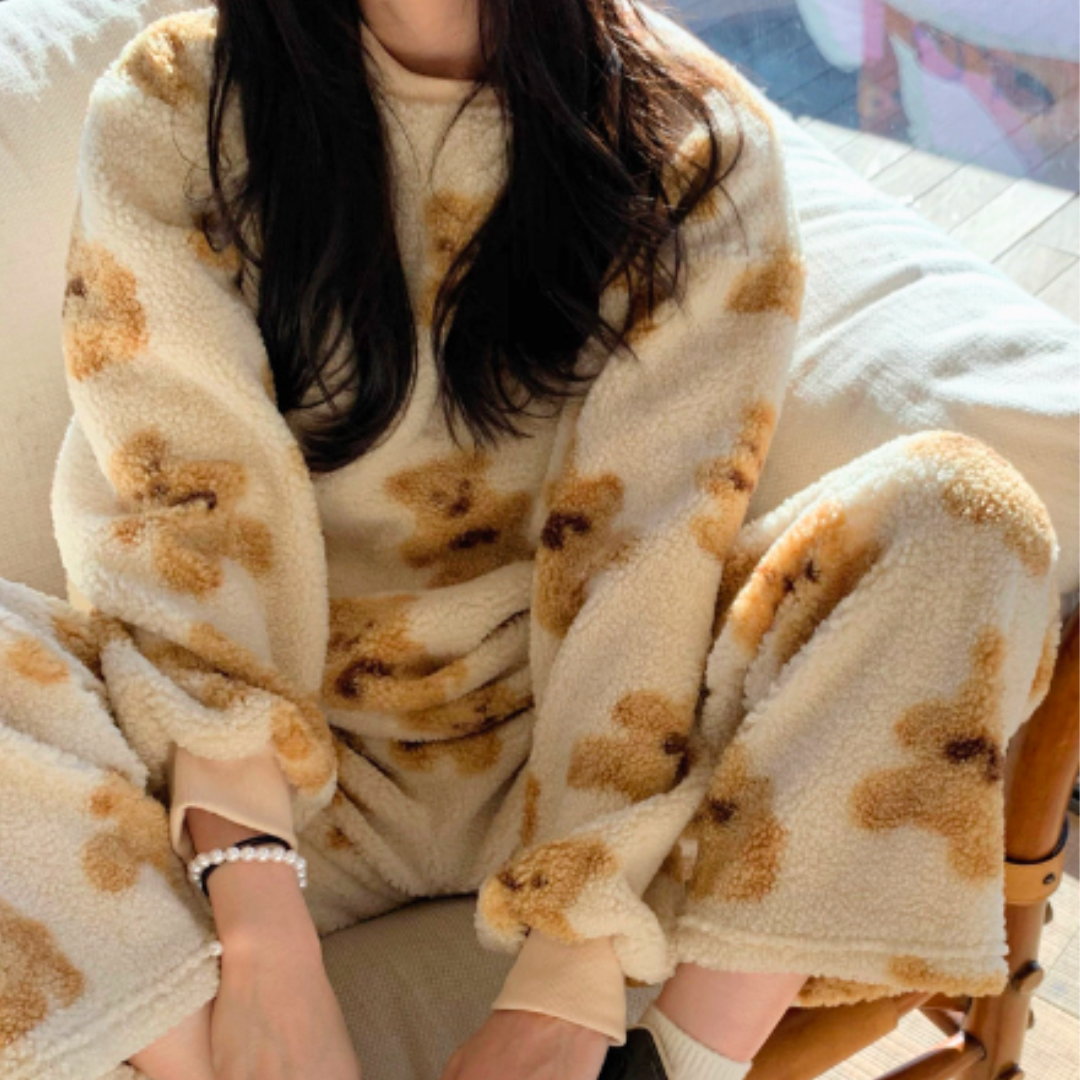 Velvet Soft Pyjama Set with Bear Print – Mila-M-State of Style