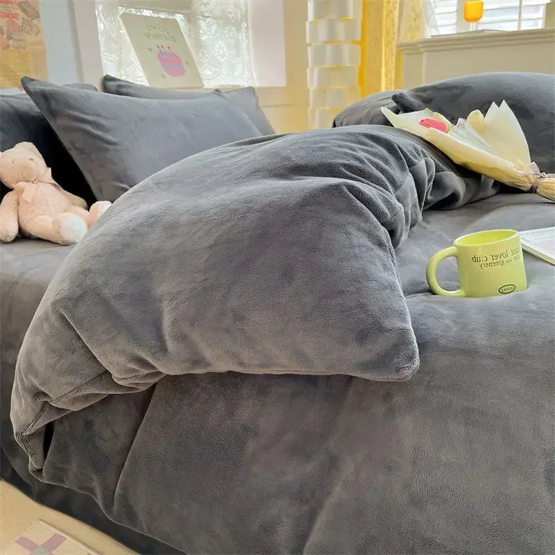 Verdict Flanellen Fleece Duvet Cover - CozyCover-Dark Grey-150x200cm-State of Style