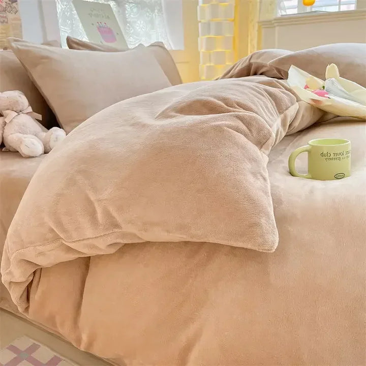 Verdict Flanellen Fleece Duvet Cover - CozyCover-Khaki-150x200cm-State of Style