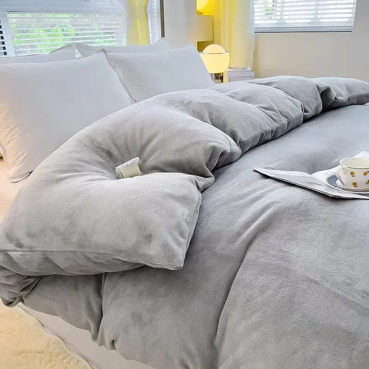 Verdict Flanellen Fleece Duvet Cover - CozyCover-Light Grey-150x200cm-State of Style