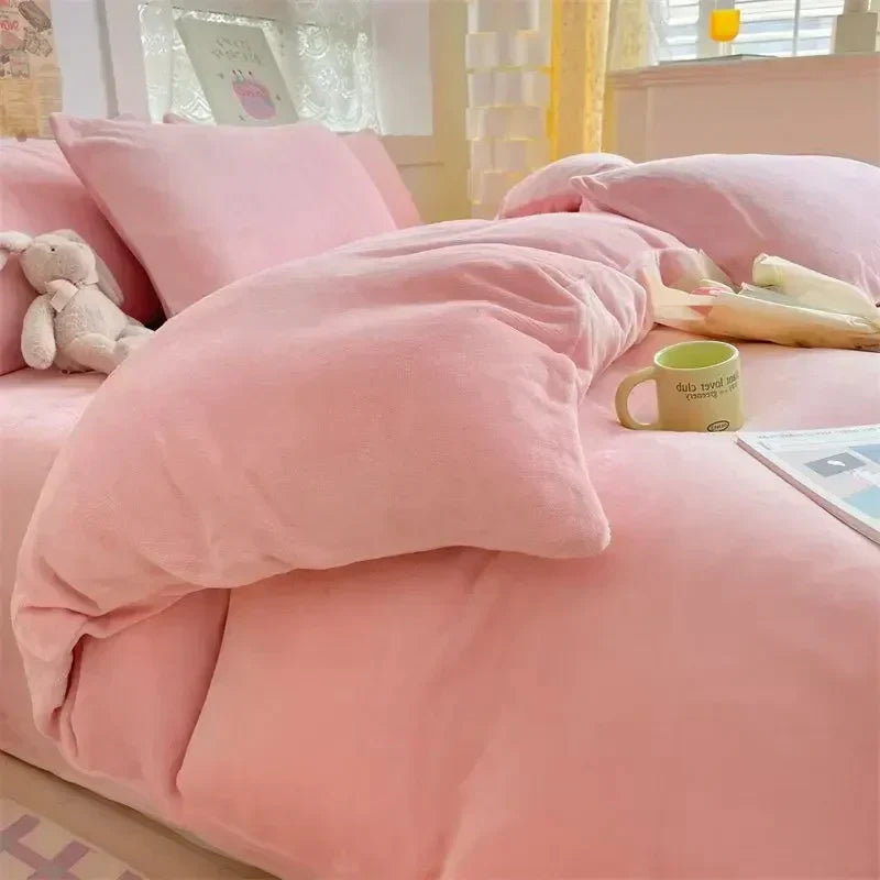 Verdict Flanellen Fleece Duvet Cover - CozyCover-Light Pink-150x200cm-State of Style