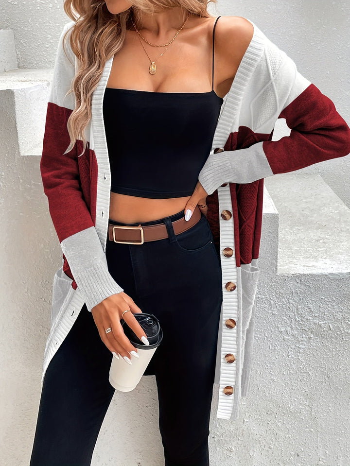 Versatile Long-Sleeve Cardigan - Celeste-Red-S-State of Style