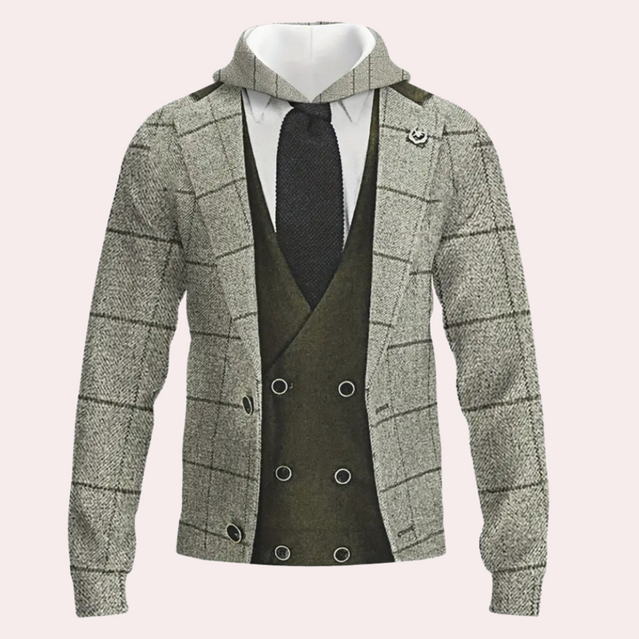 Versatile Men's Hoodie with Check Pattern - Lucian-S-State of Style