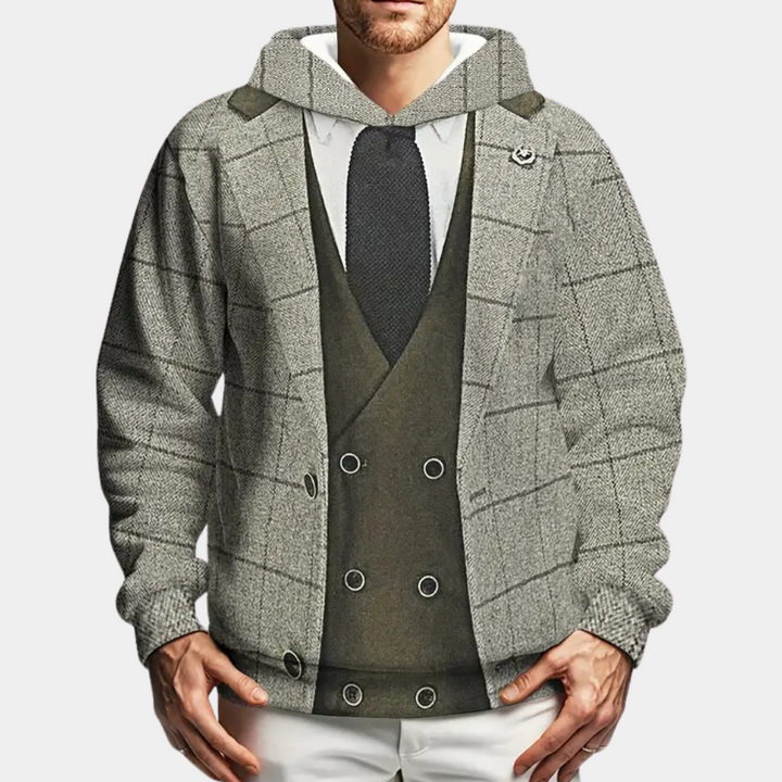 Versatile Men's Hoodie with Check Pattern - Lucian-S-State of Style