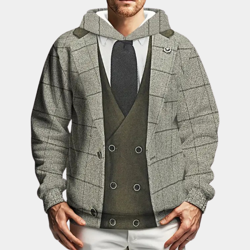 Versatile Men's Hoodie with Check Pattern - Lucian-S-State of Style